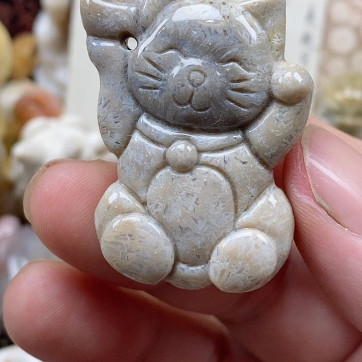 颈饰未镶嵌硅化珊瑚（珊瑚玉）