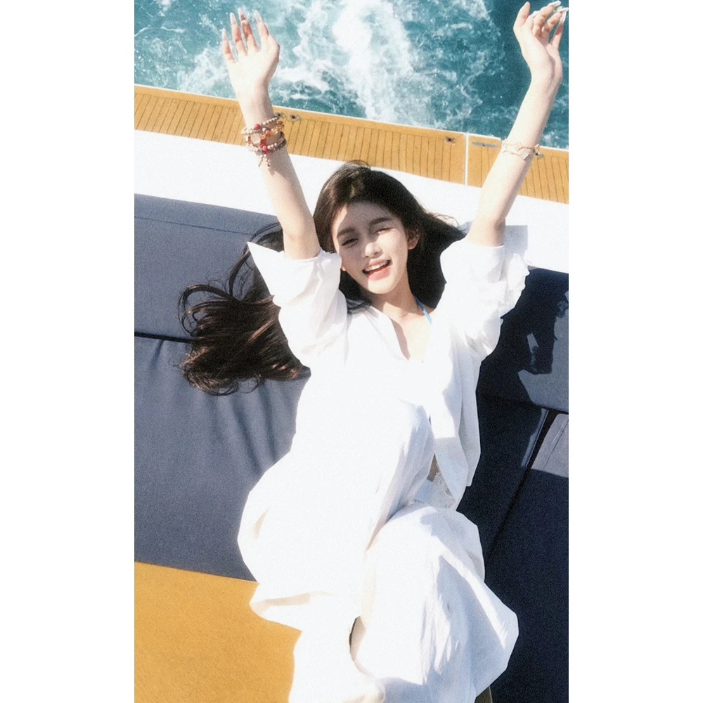 庄欢喜私服【百搭神裤】白色松紧腰休闲裤女设计感宽松直筒阔腿长裤