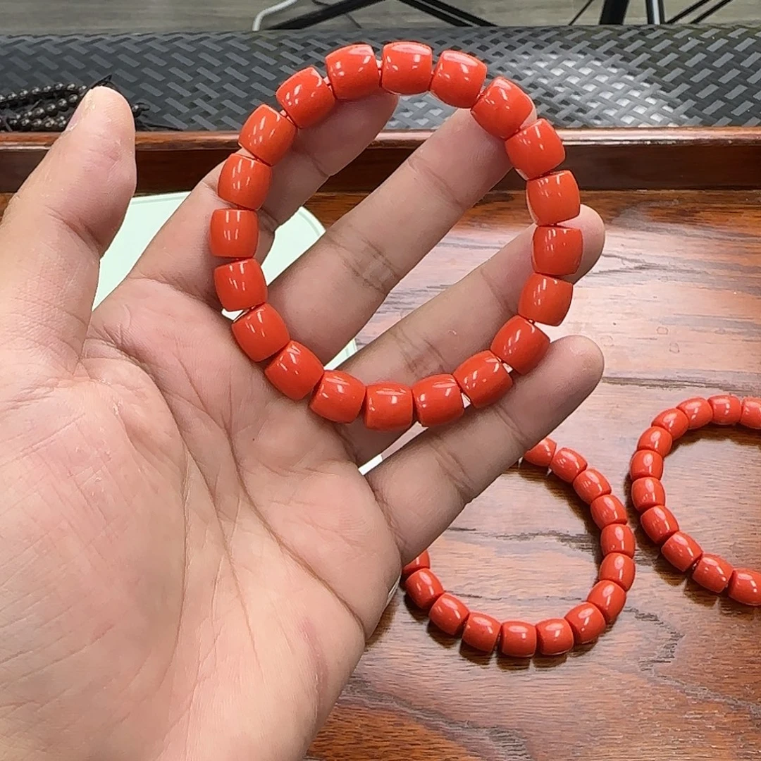 手串白玉菩提10直切红色3