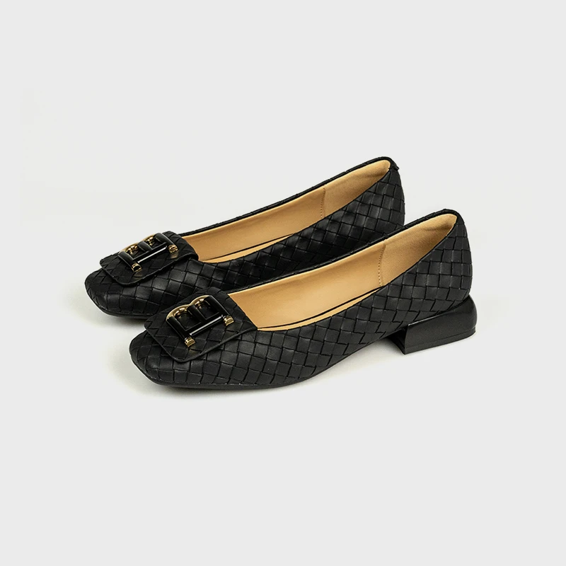 Chic Pa联名轻奢高定2CM/新款夏季巴黎低跟环扣新中式单鞋25933