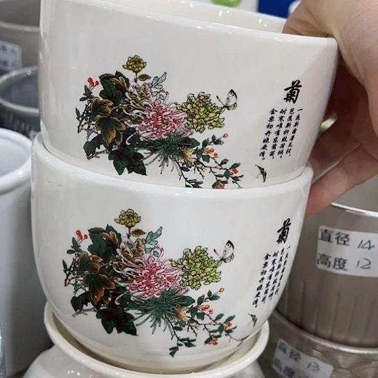 多肉绿植陶瓷花盆9.9包邮，有孔