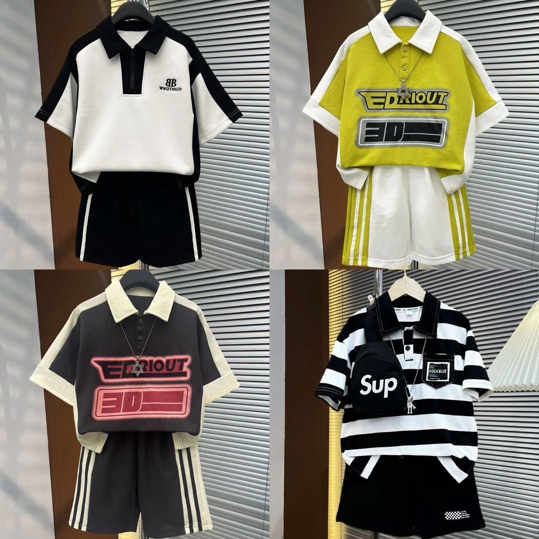 【现货+运费险】男女童夏季2025新款POLO衫套装韩版夏款两件套