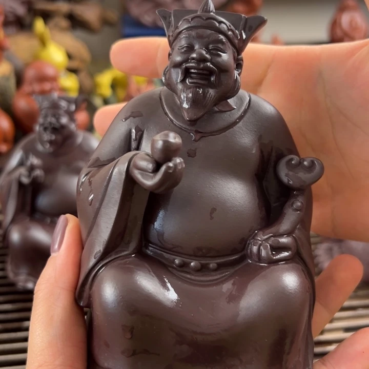 紫砂茶宠j*紫砂微瑕财神爷