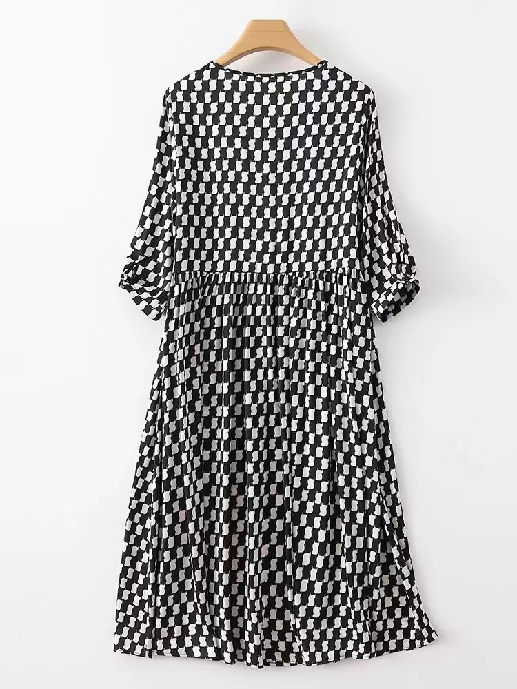 【新款上新】2025夏季时尚妈妈连衣裙夏装减龄印花衬衫式连衣裙A161