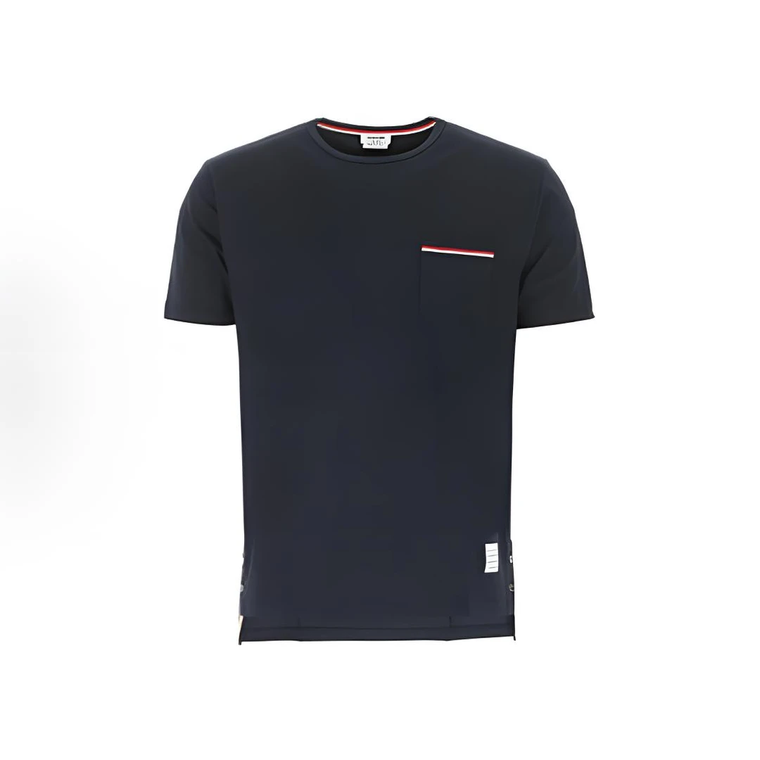 全新未使用 THOMBROWNE Tricolour accent罗缎彩条饰袋短袖