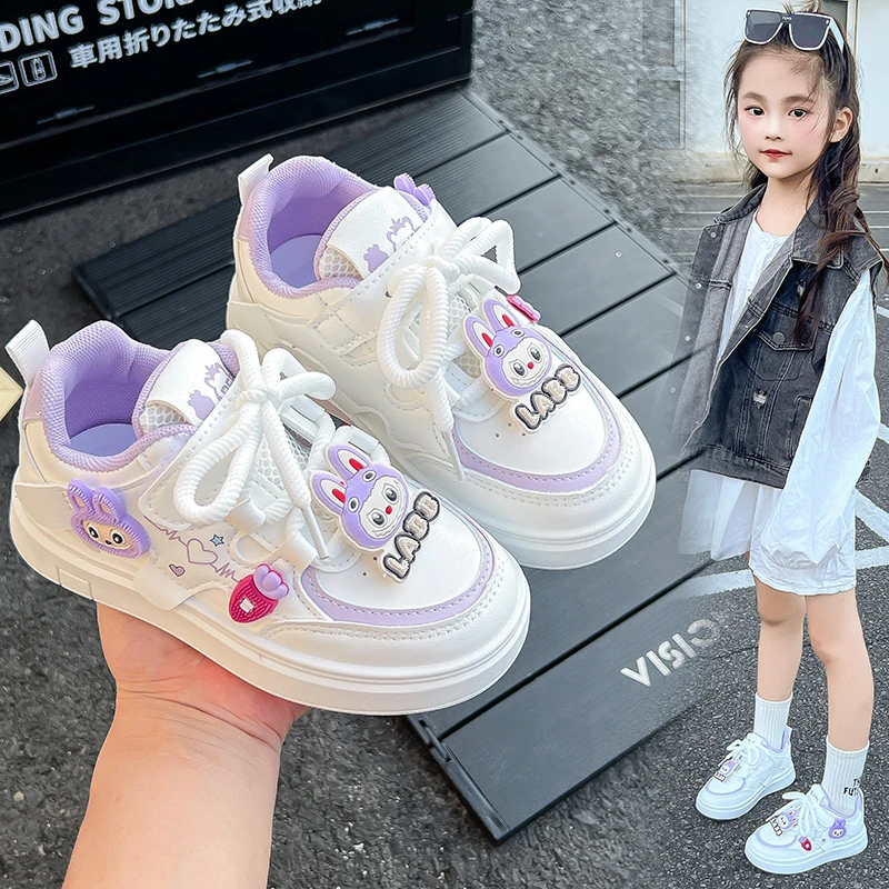 ABC拉布布女童鞋子小白鞋2025秋季新款儿童软底运动女孩皮面板鞋