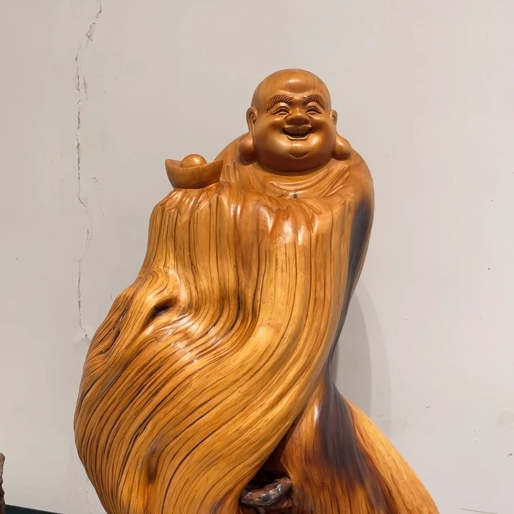 无***风柏木（崖柏）弥勒摆件
