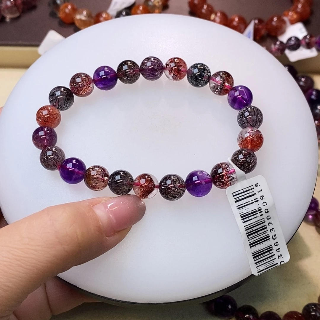 水晶手链未镶嵌 黑加侖超七8+m