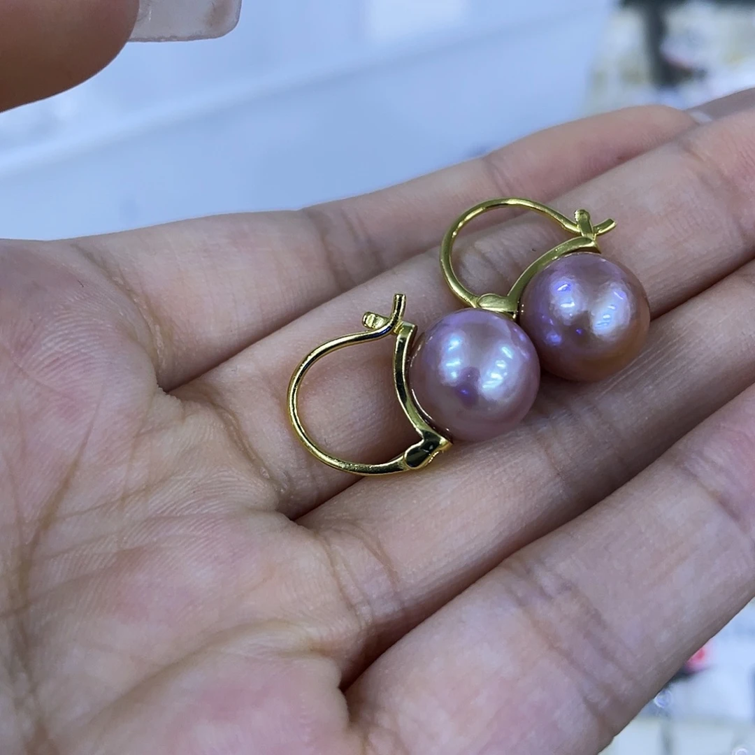 银S925镶嵌淡水珍珠耳饰