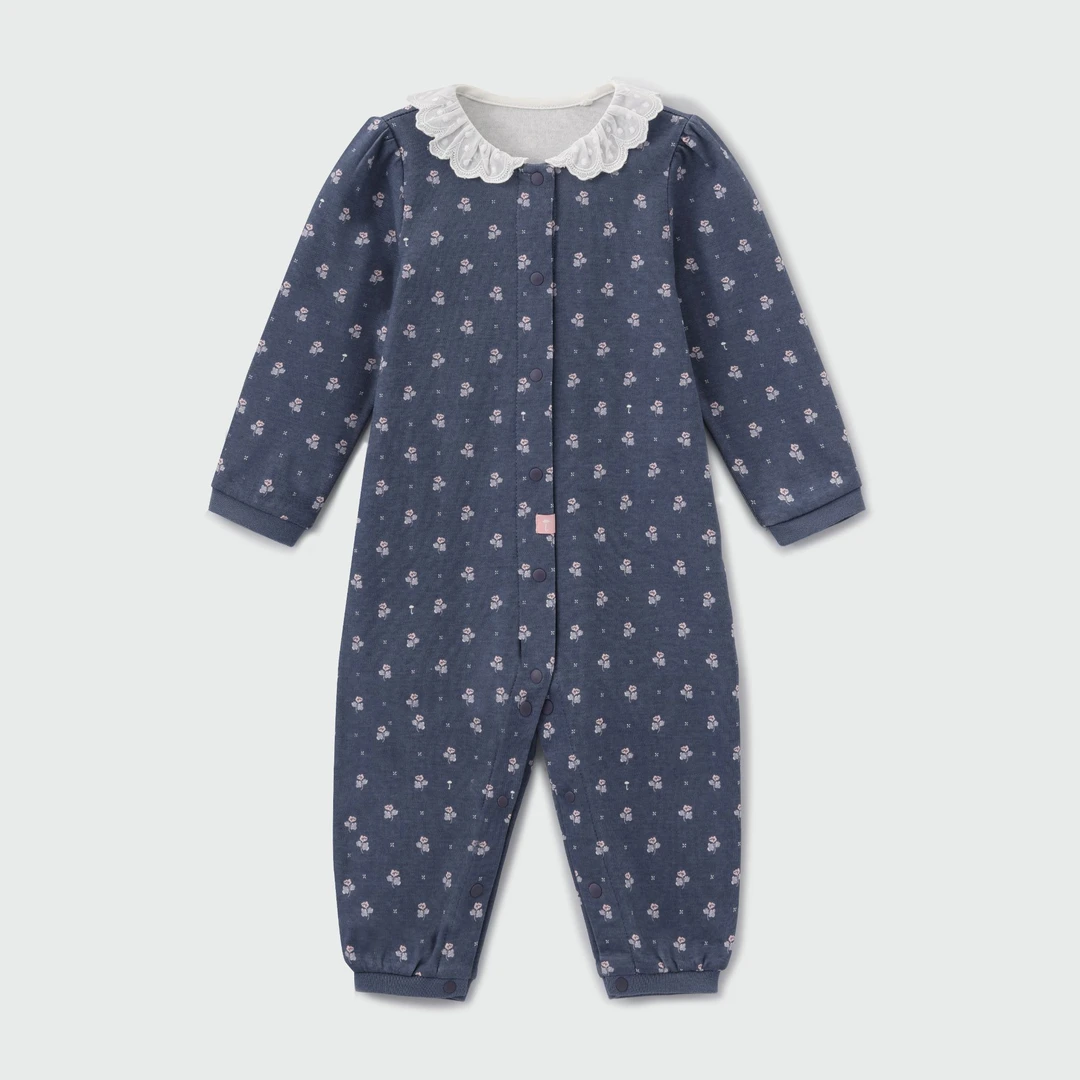 moimoln小云朵童装新生儿连体衣25年冬款女宝爬服洋气碎花连身衣