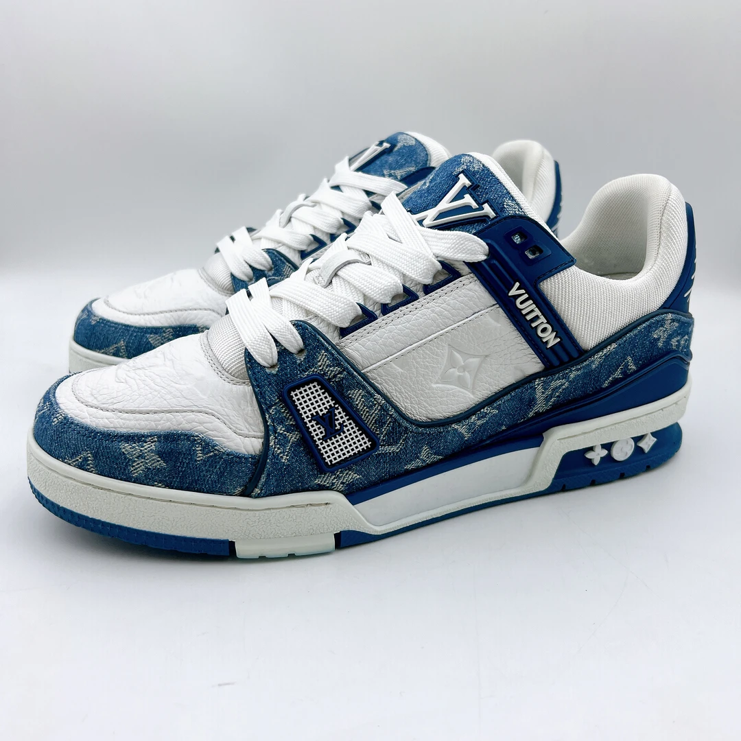95新 LouisVuitton/路易威登 41码/蓝牛仔trainer板鞋/BM00685