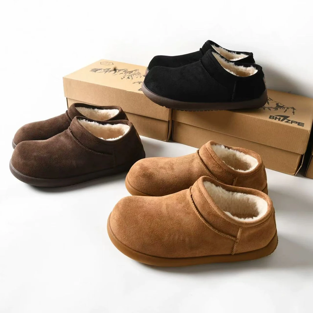 复古厚底加绒厚款一脚蹬懒人保暖休闲单鞋Y5153