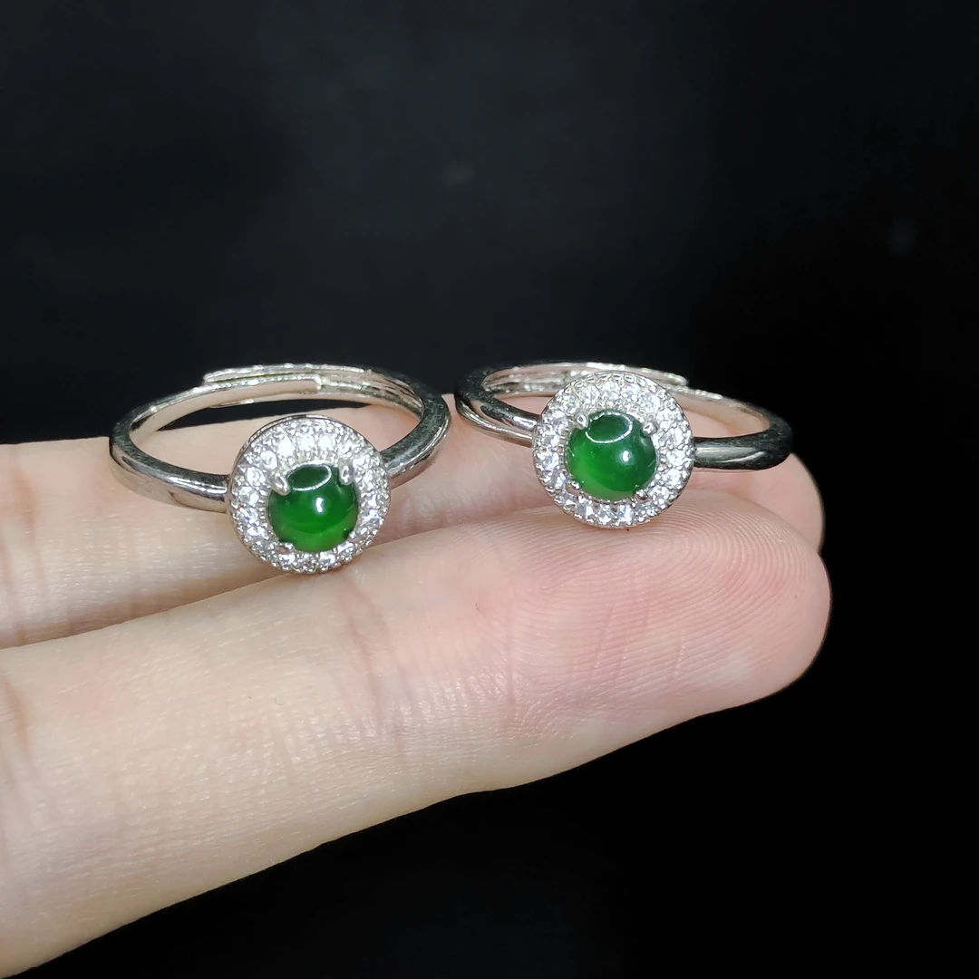 【老三珠宝】翡翠蛋面戒指Y35【多样性发其一】约5-3mm