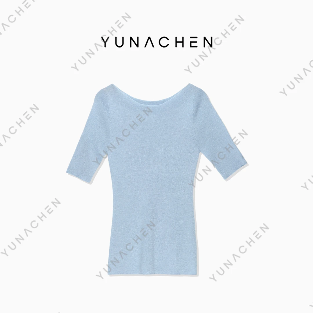 【金丝闪耀】D7 春夏时尚气质百搭设计师款圆领T恤484-1907