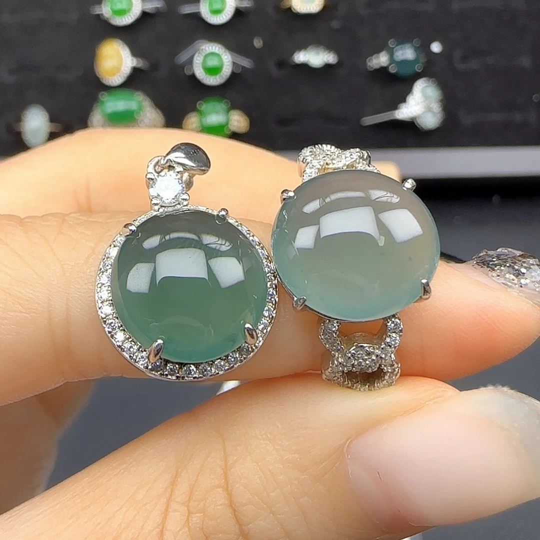 银S925镶嵌戒指翡翠