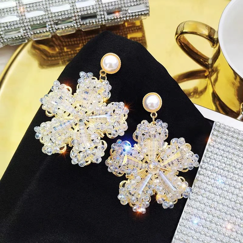 铜合金耳饰 【566】花朵耳环新款潮欧美气质大耳钉时尚耳坠耳饰独特