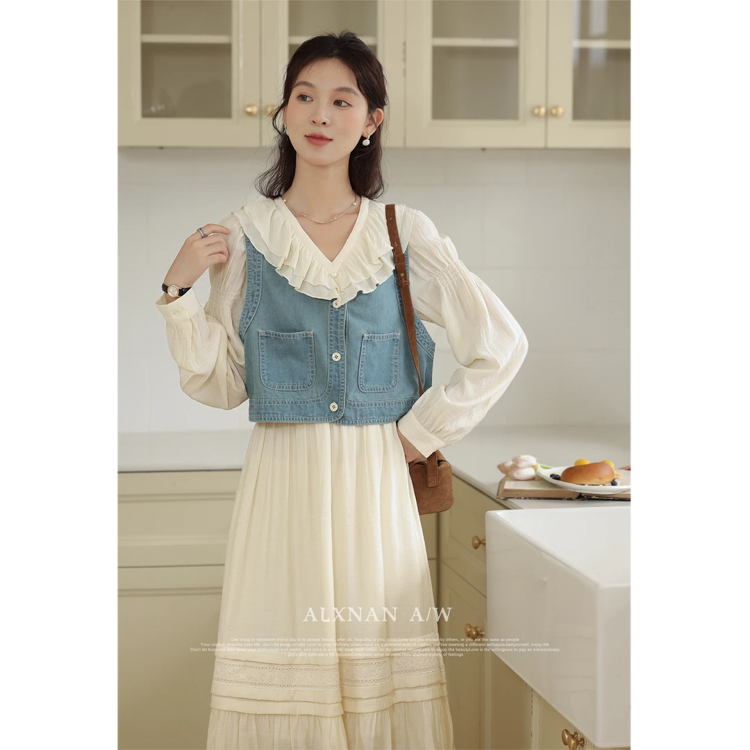 鹿向南【粉丝福利】《疯狂心动》浪漫法式甜美女新款连衣裙遮肚子