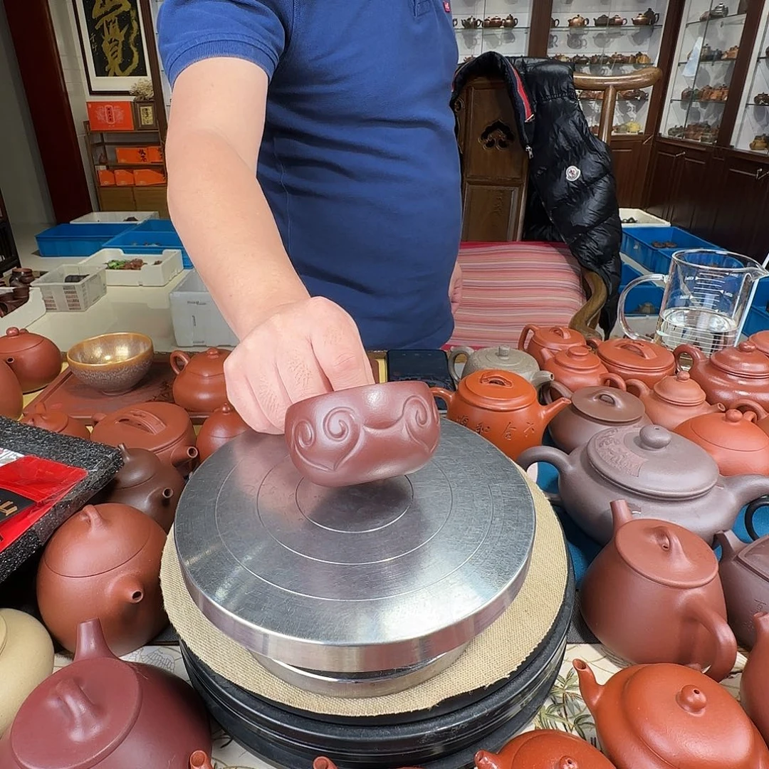 紫砂茶壶如意杯石红