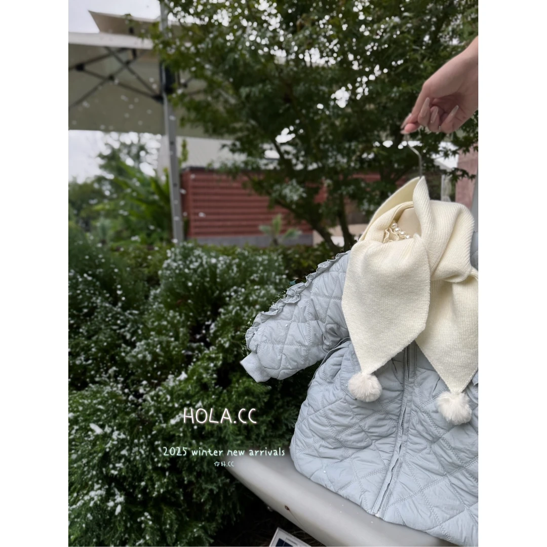 HOLA.CC·25冬~木耳边菱形格外套6631（童装汉服）带围巾