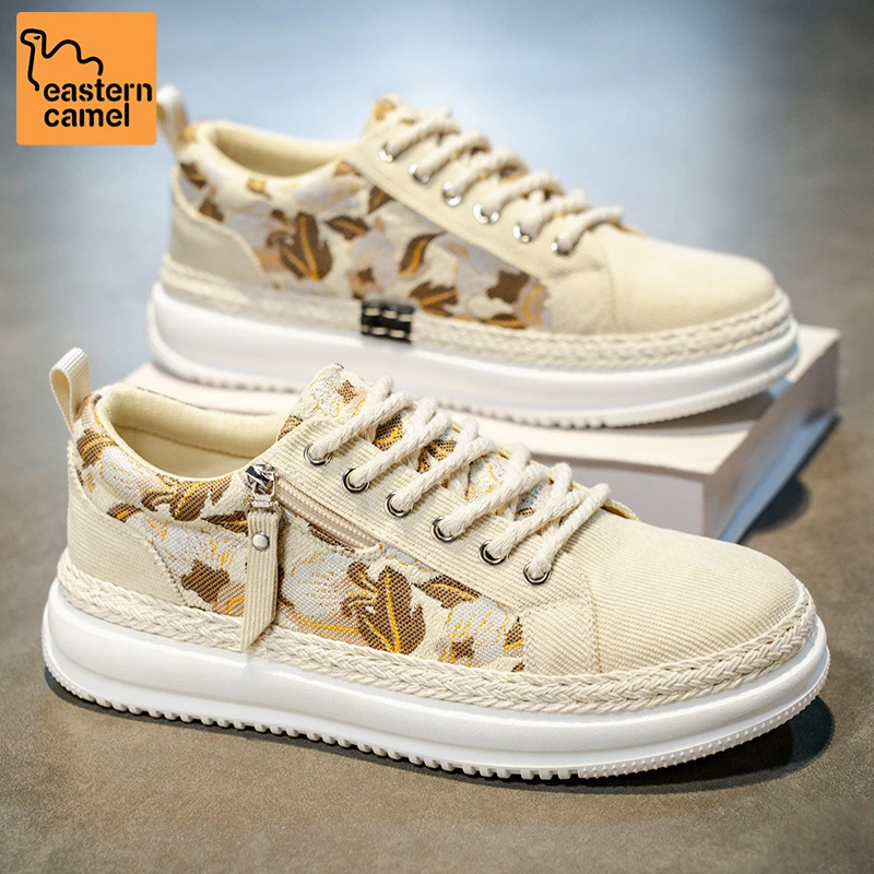 东方骆驼帆布男鞋2025秋季韩式潮牌软底运动板鞋低帮百搭休闲鞋男