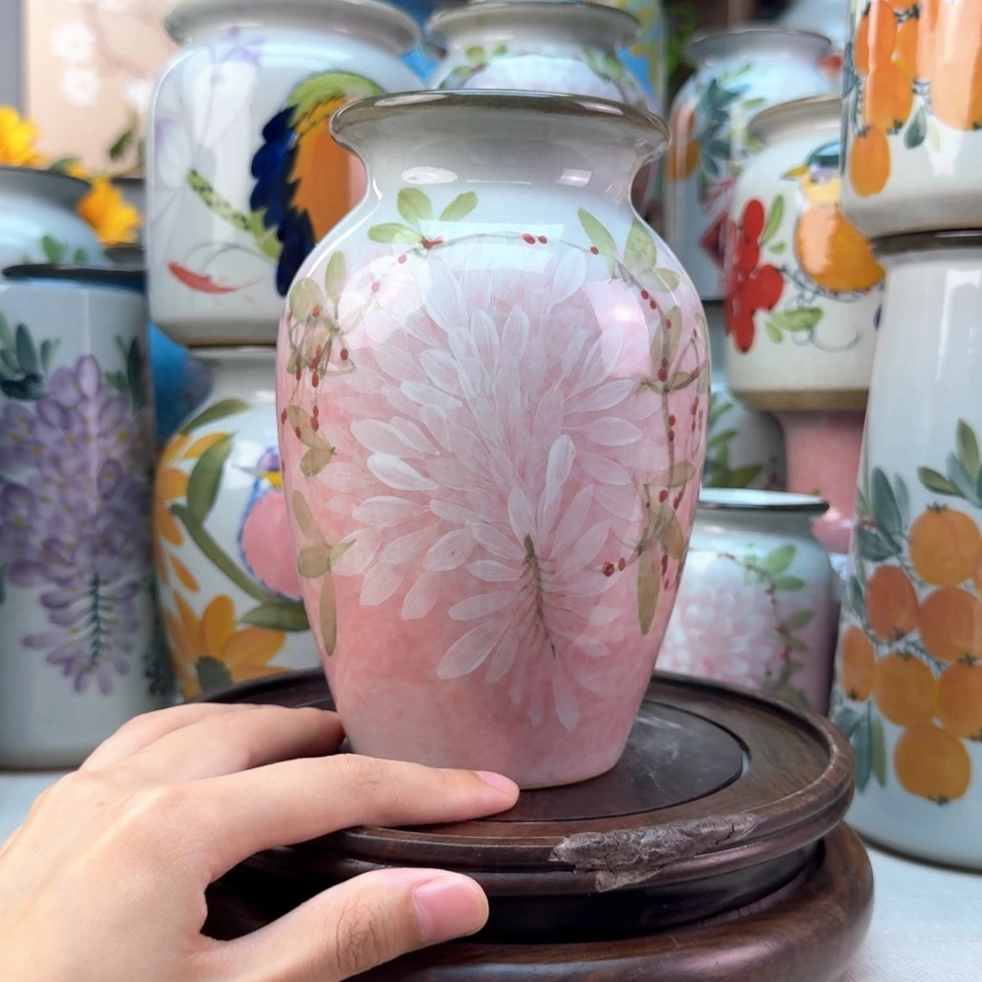 景德镇陶瓷手绘花瓶无孔
