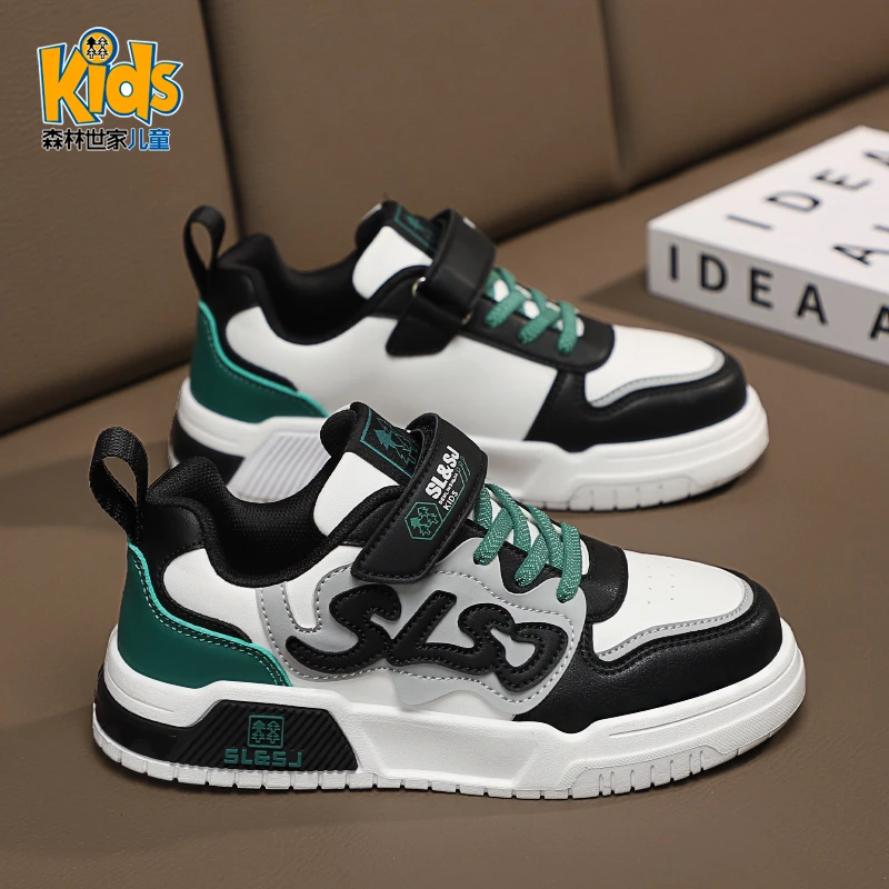 森林世家童鞋男童板鞋秋冬款2025新款秋季中大童儿童加绒二棉鞋子