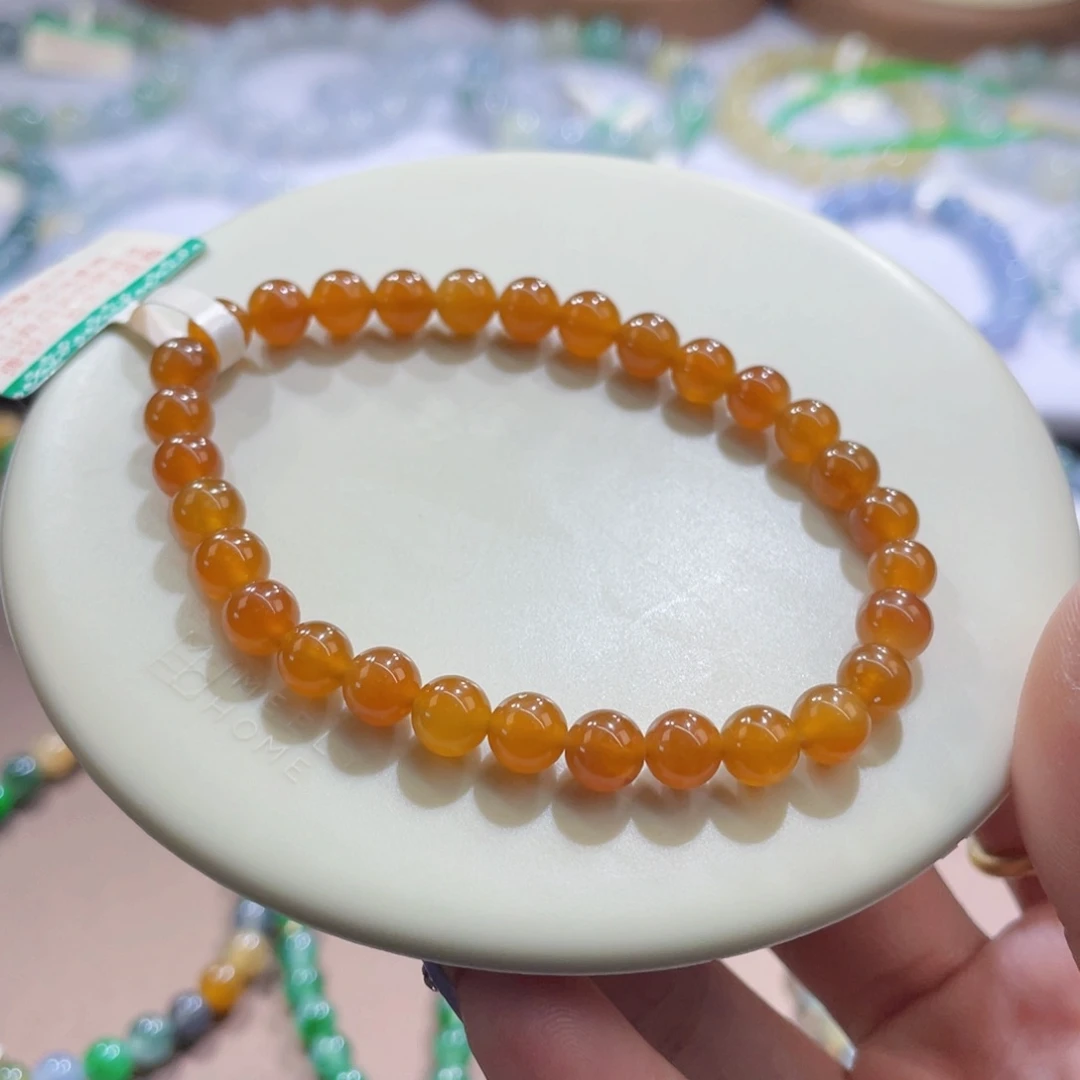 未镶嵌手链翡翠橘红卡5.9