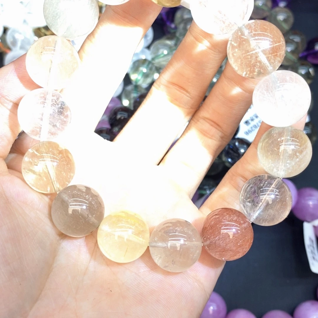 水晶手链未镶嵌8彩兔毛15mm