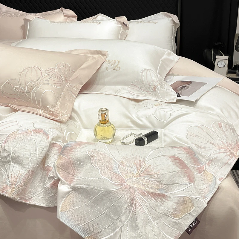 2025新款高端重工刺绣纯棉四件套A类100支长绒棉床上用品