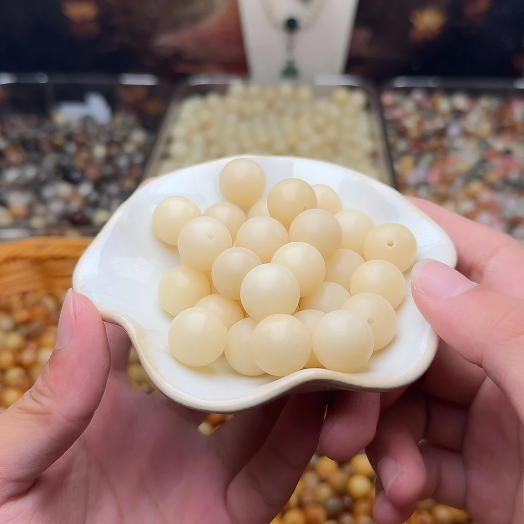 吊坠菩提根/象牙果50颗奶咖干磨圆15