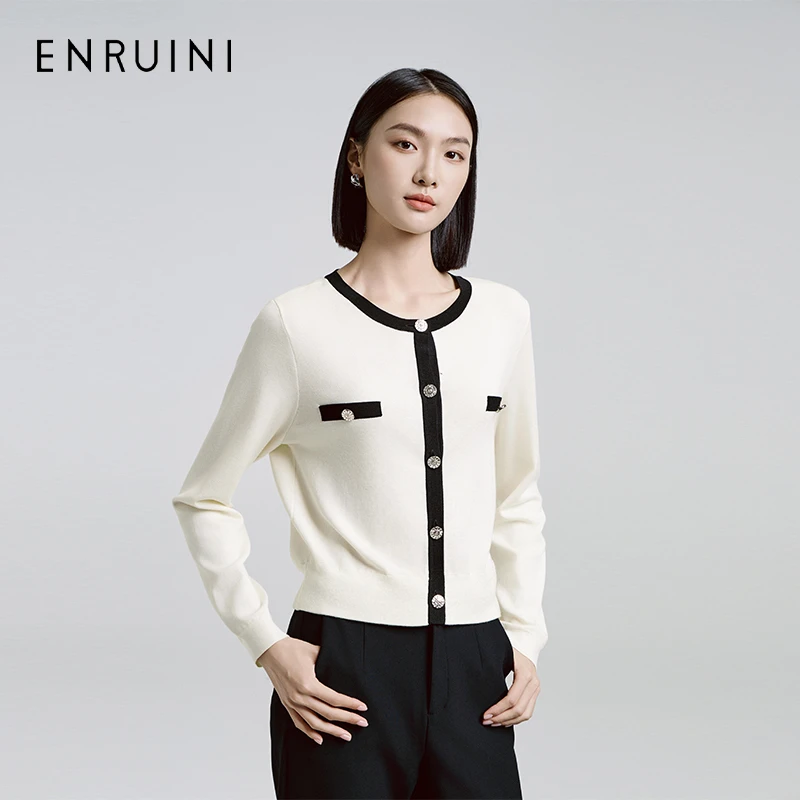 恩瑞妮2025款小香风外套气质长袖白色女装时尚通勤ESCZ1A755