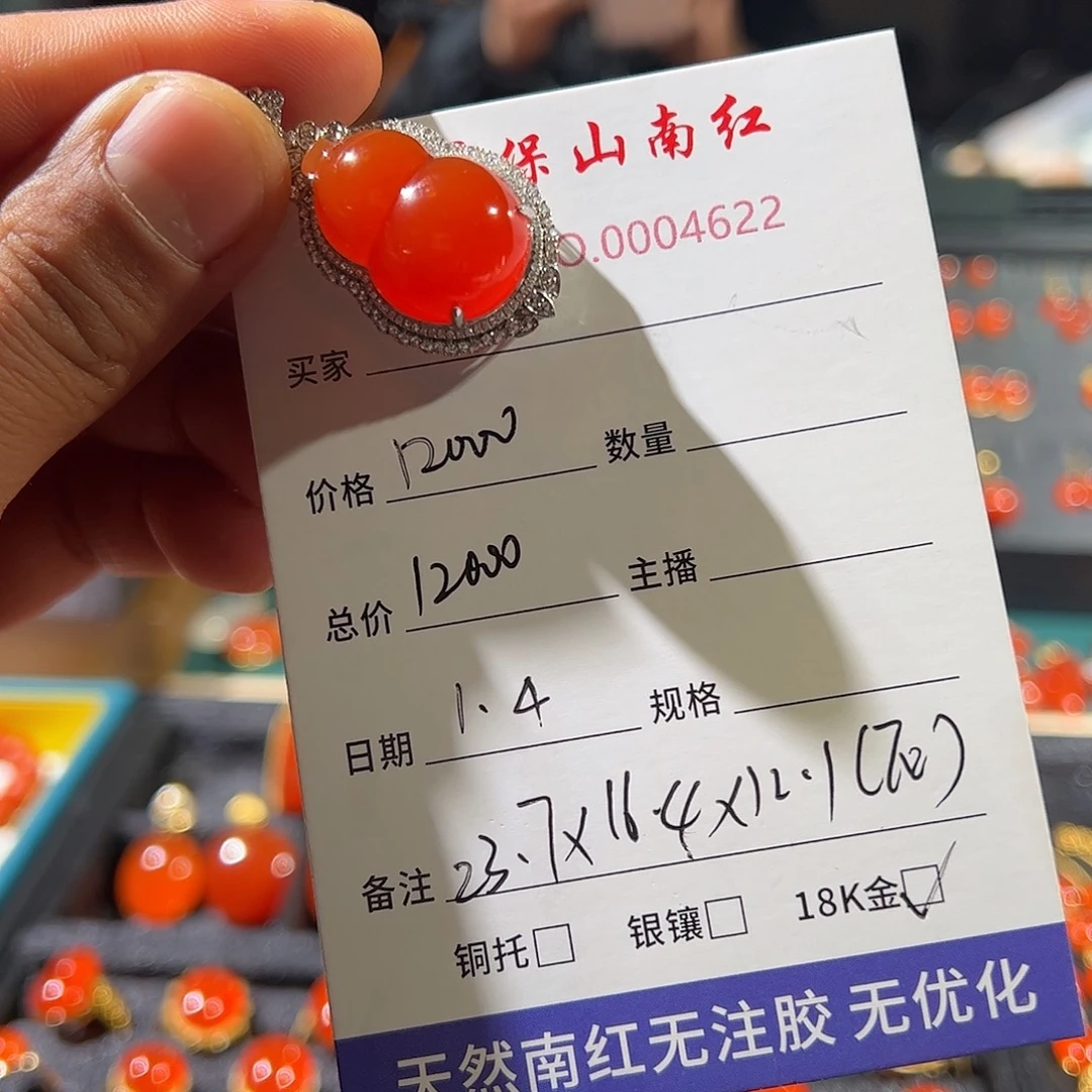 不***店南红玛瑙18K金镶嵌颈饰