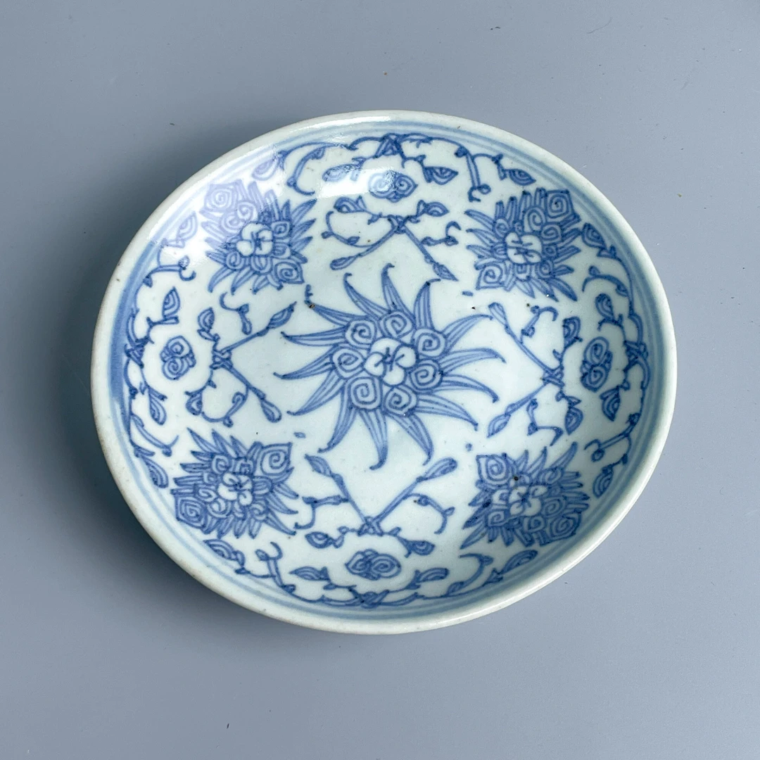 瓷器/古董道光青花菊纹盘M25CM009528古玩/收藏/文物/绣花张
