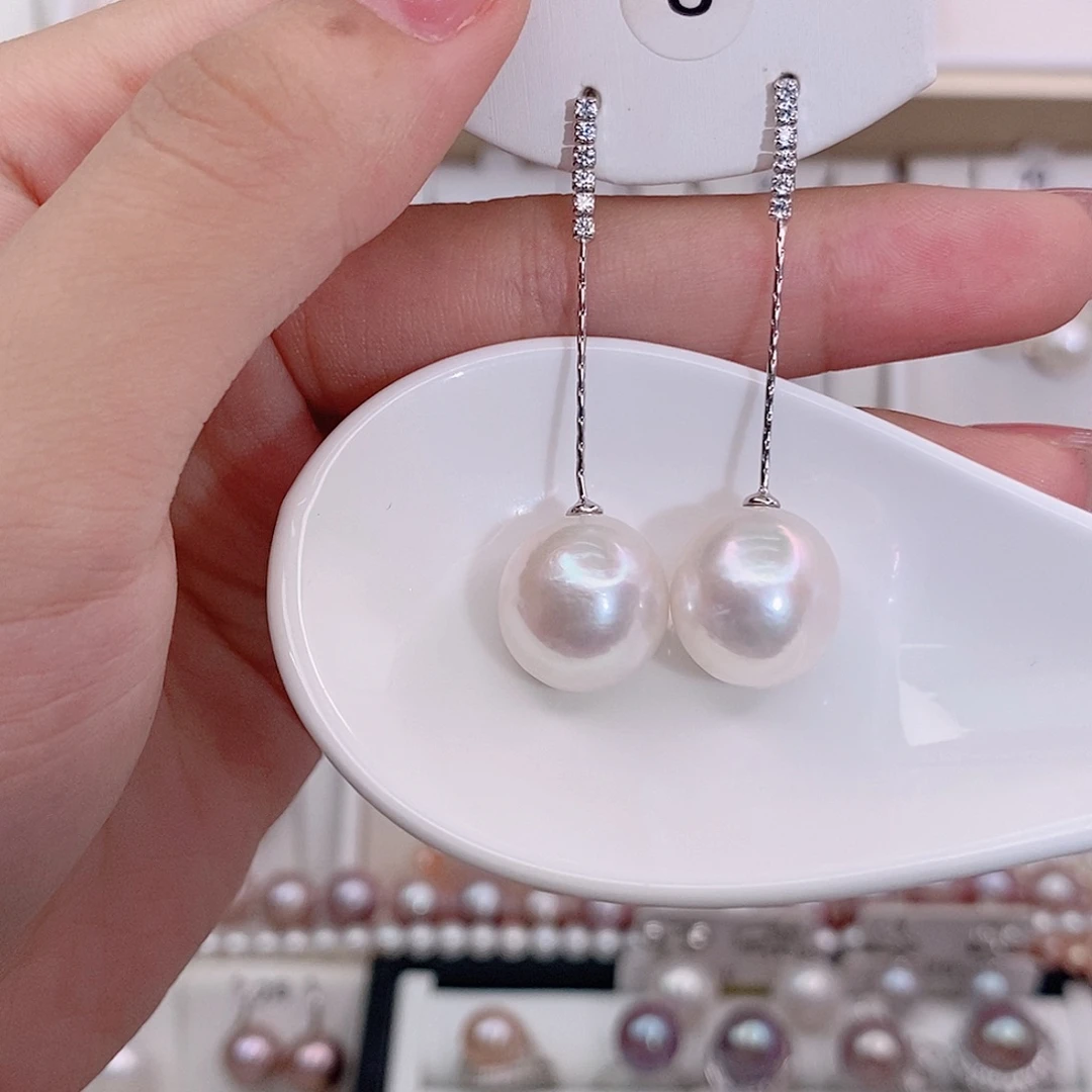 银S925镶嵌耳饰淡水珍珠13