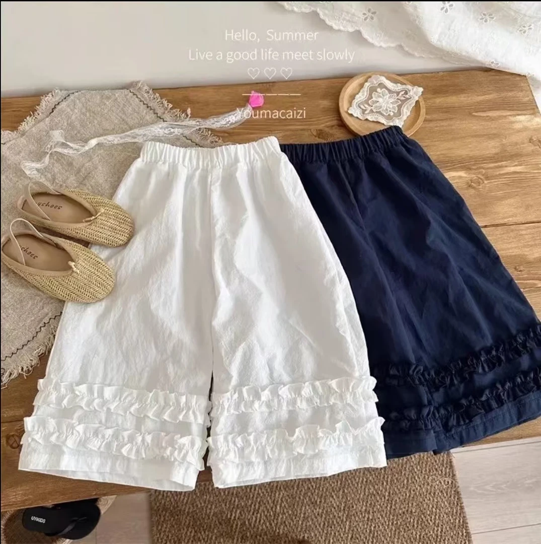 韩版夏季长裤九分裤休闲裤外穿松紧薄款白色