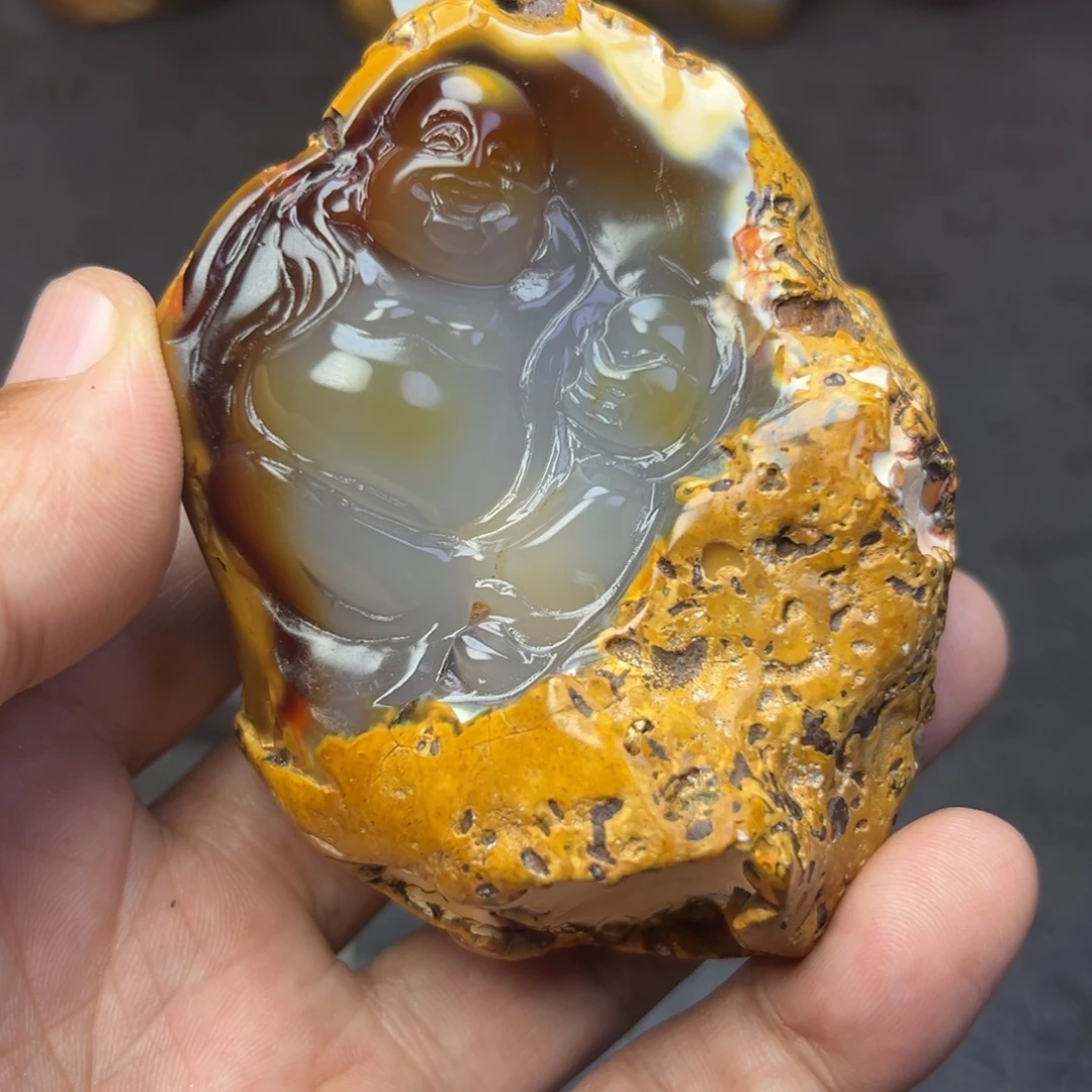 文***奕玛瑙/玉髓未镶嵌时尚潮流手把吊坠
