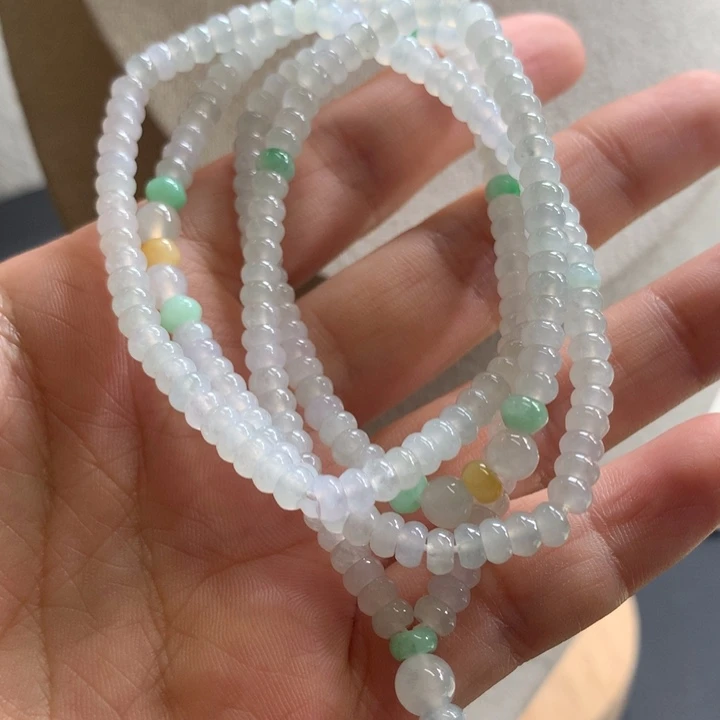 未镶嵌手链翡翠卡4冰种算盘珠项链
