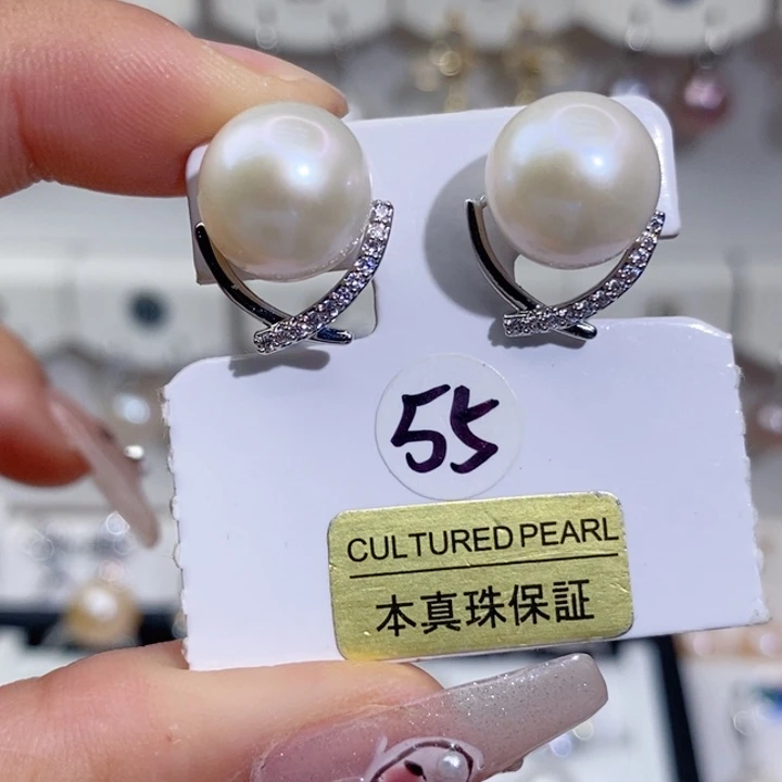 耳饰淡水珍珠银S925镶嵌