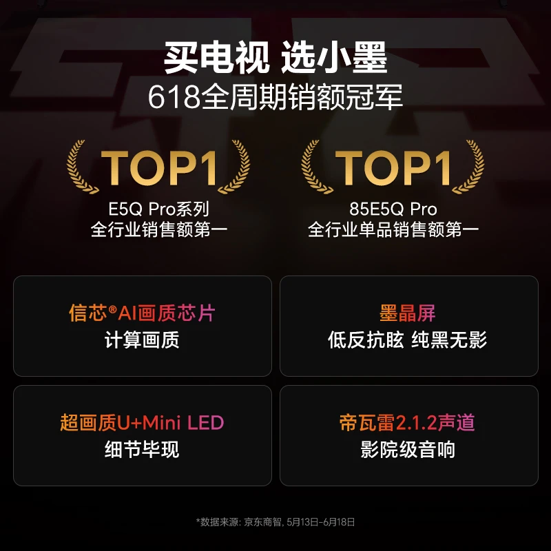 海信小墨E5Q Pro 75英寸U+MiniLED抗光防眩墨晶屏