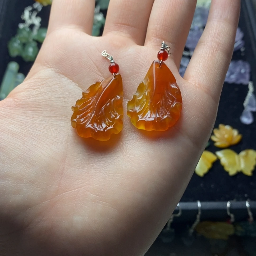 湛***蓝蛇纹石玉合金耳饰/颈饰