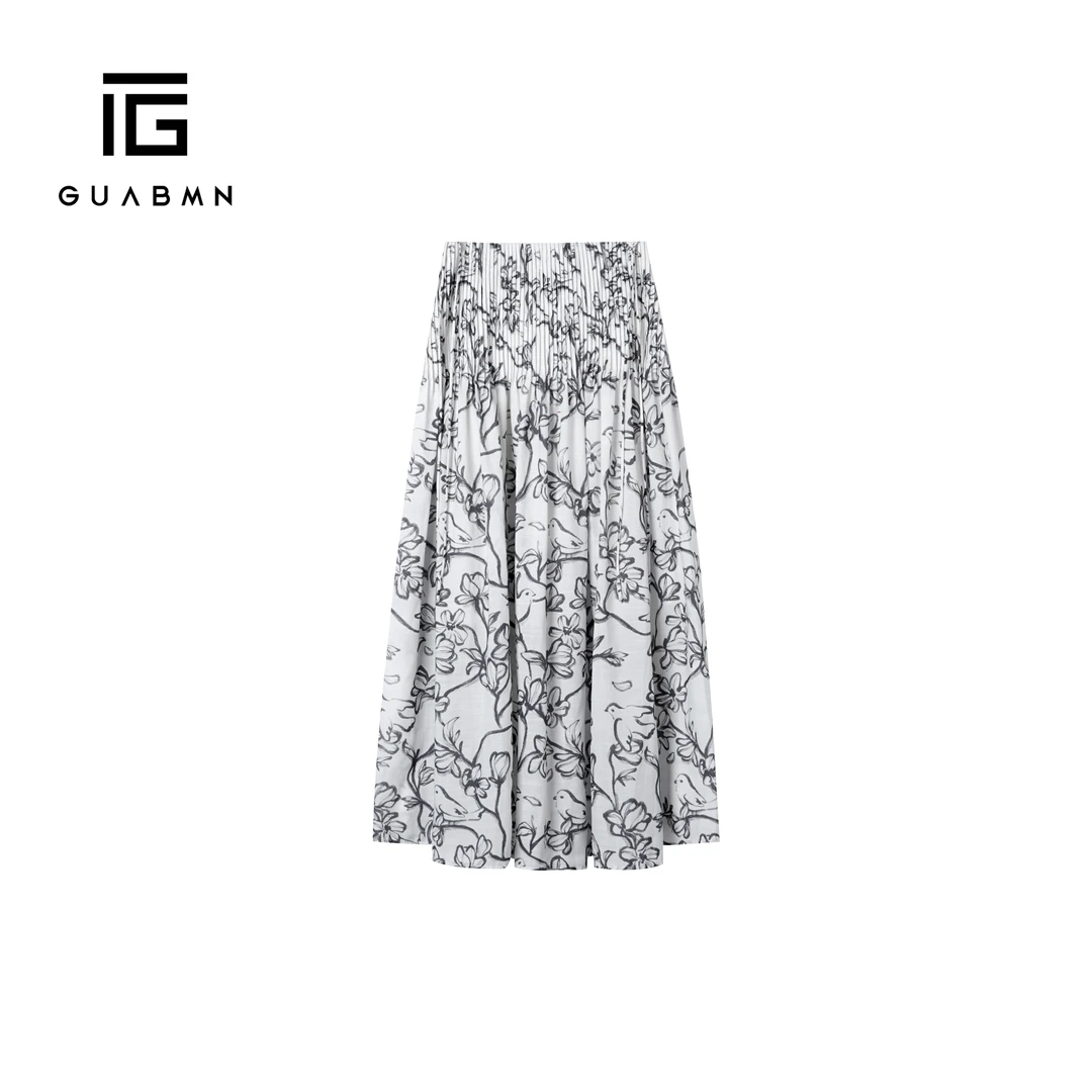 GUABMN2025夏季新款大裙摆显瘦中长款小众女装半身裙3032