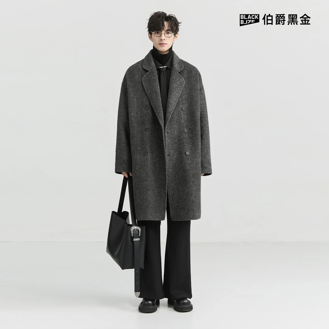 【黄金驼绒】伯爵卓尔鹅绒内胆石墨烯双面呢中长款大衣P459992