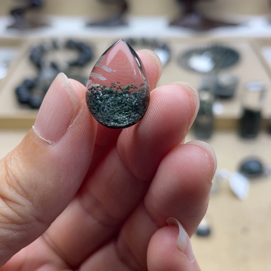 未镶嵌颈饰水晶绿幽灵聚宝盆水滴