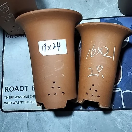 紫砂红泥兰花盆两个