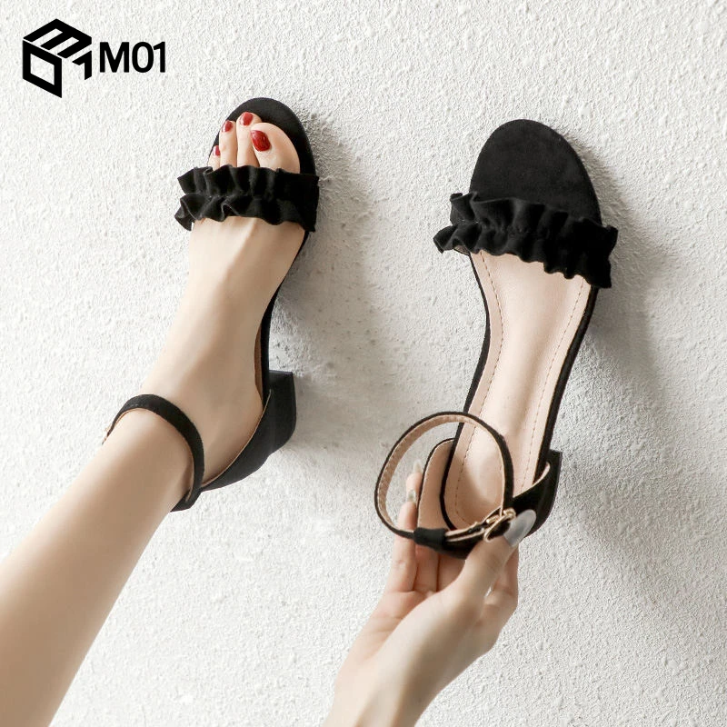 M01凉鞋女款软底2025夏季时装粗跟一字扣带仙女风百搭配裙高跟鞋