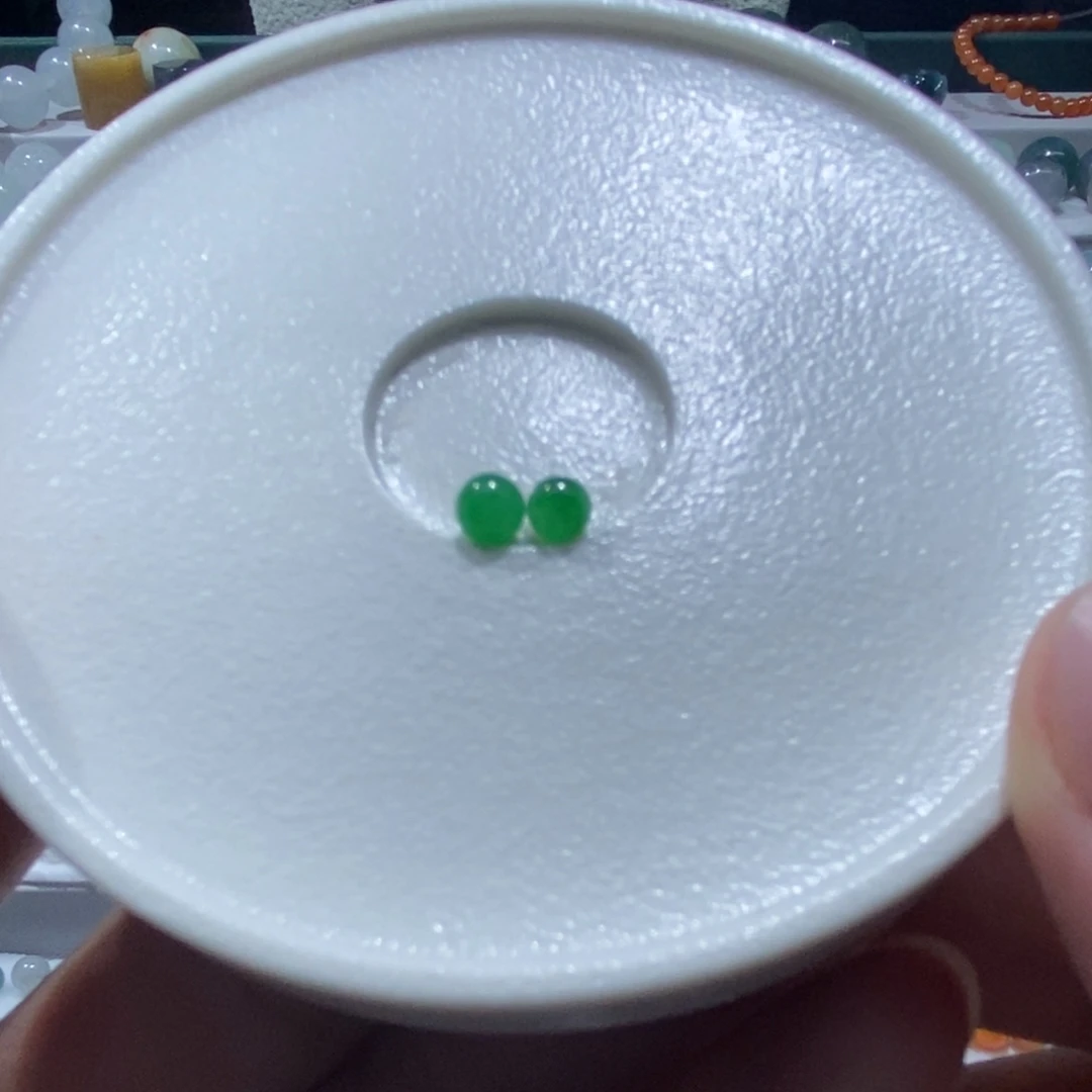 散珠翡翠翡翠阳绿圆珠 卡3＋4+