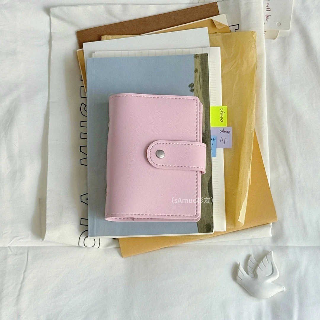 A7按扣软皮活页手账本空白法文格竖线方格笔记本sAmue杉友原创