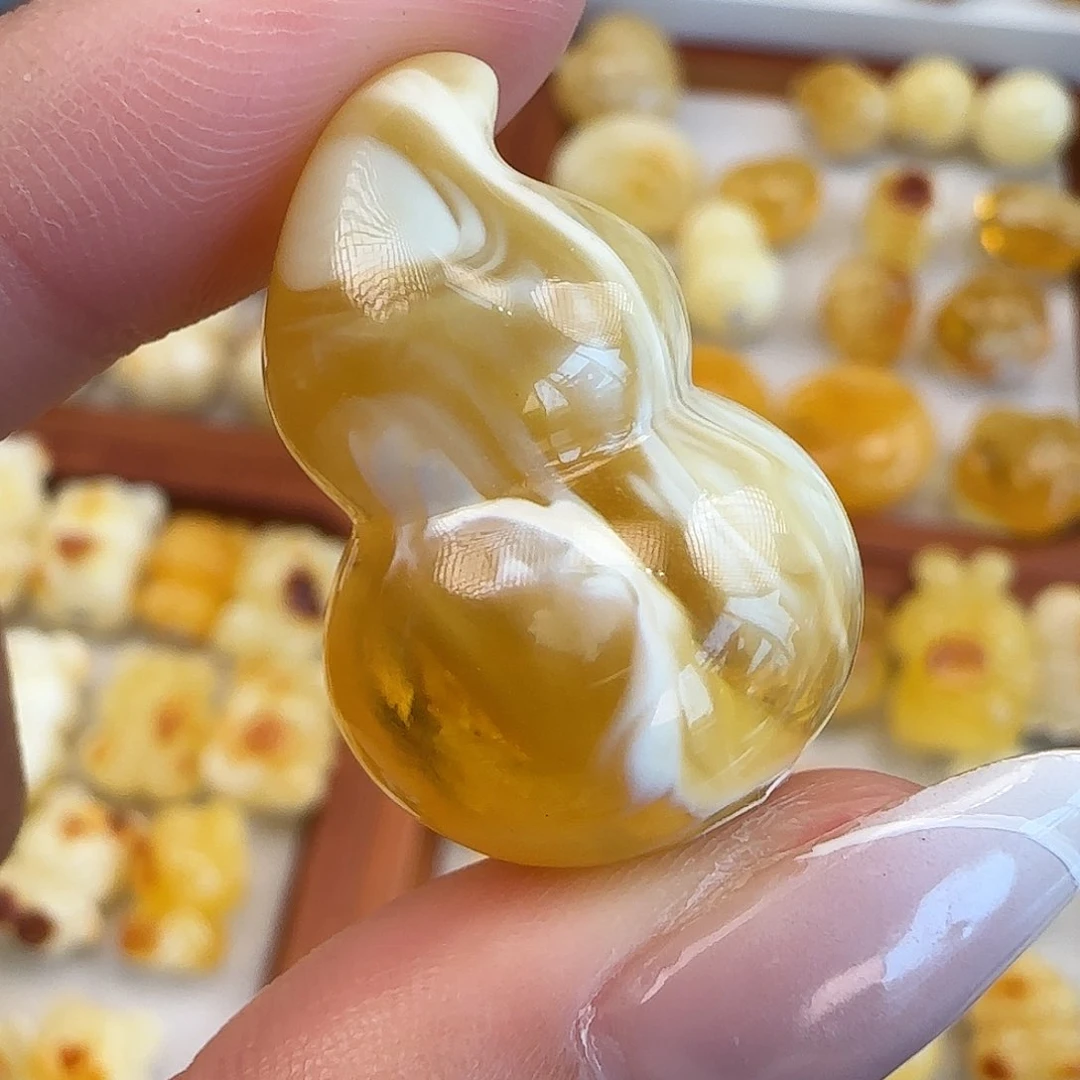 未镶嵌琥珀裸石金白溶洞妖孽葫芦