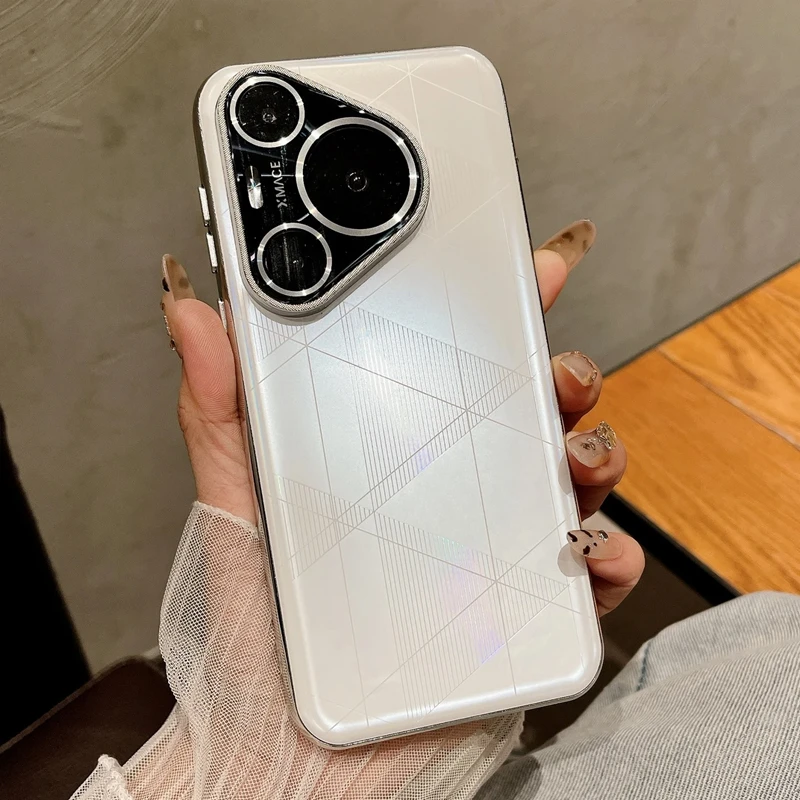 适用华为pura70手机壳pura70pro磨砂肤感简约网格带护镜保护套