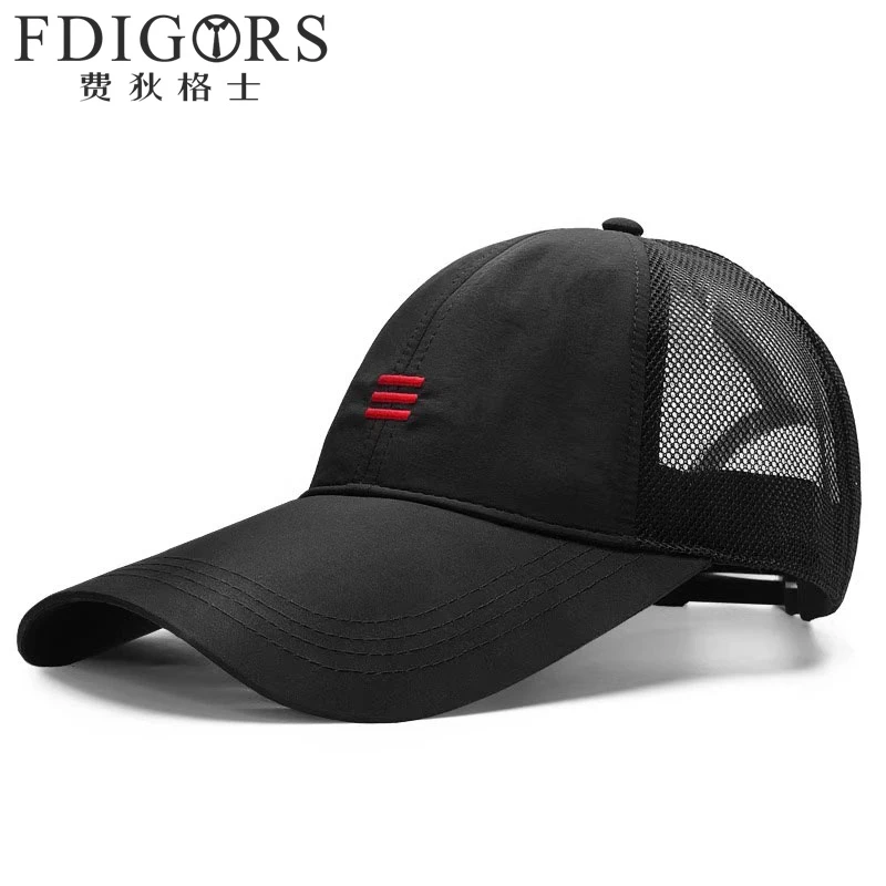 FDIGORS 11cm加长檐帽子男款夏季刺绣透气鸭舌帽速干网眼棒球帽